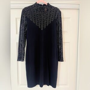 ST JOHN EVENING BY MARIE GREY vintage embellished long sleeve mini dress